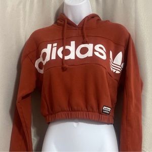 Adidas cropped hoodie burt orange size Medium